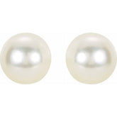 14K White 7 mm Cultured White Akoya Pearl Earrings
